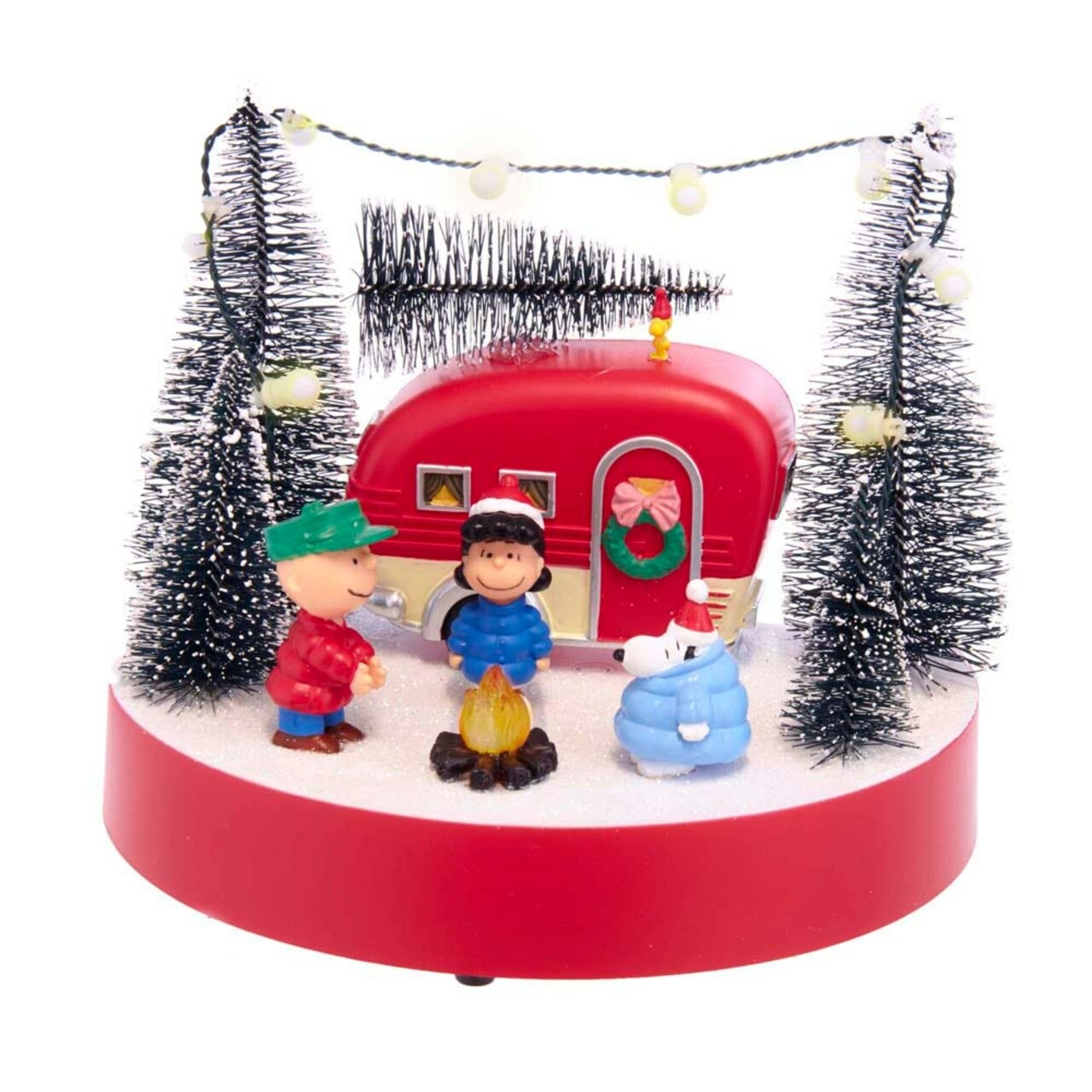 KSA LED Lighted Musical Peanuts Camper Tabletop Decoration - 7" - Warm White Lights